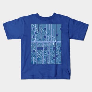 Buenos Aires, Argentina City Map Typography - Blueprint Kids T-Shirt